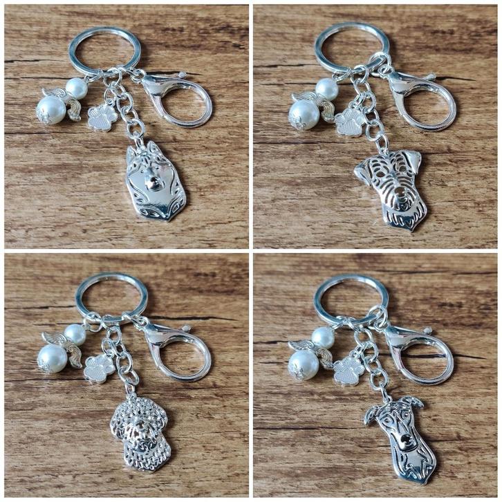 Tas / Sleutelhanger div. hondenrassen silver plated + engel, Dieren en Toebehoren, Honden-accessoires, Nieuw, Verzenden