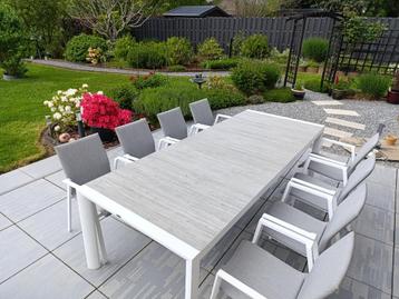 Table et chaises de jardin, Aluminium, Comme neuf, Sets de jardin, Enlèvement