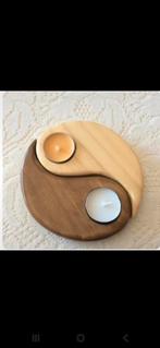 Yin yang, meditatie, yoga houten kaarshouder, Ophalen, Nieuw, Hout