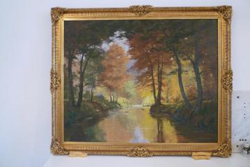 Grande peinture à l'huile de Ackermans paysage de sous-bois