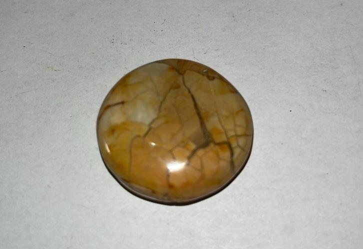 Gele Jaspis(picture jaspis) - 15gram - diam. 31mm x 11mm, Handtassen en Accessoires, Edelstenen, Nieuw, Ophalen of Verzenden