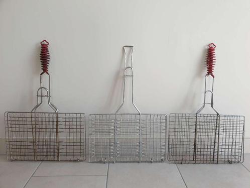 3x BBQ korf klemrooster opvouwbare grillmand hamburgergrill, Tuin en Terras, Barbecue-accessoires, Ophalen of Verzenden