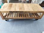 Salontafel in industriële stijl met wielen, Huis en Inrichting, Ophalen, Gebruikt, 100 tot 150 cm, 50 tot 75 cm