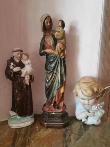 3 anciennes statues de saints 