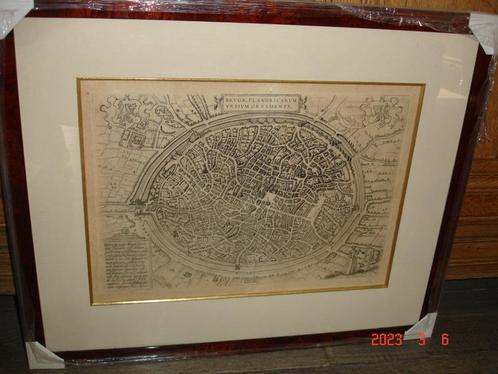 carte géo originale de Brugge 1580  Braun Hogenberg, Antiek en Kunst, Kunst | Etsen en Gravures, Ophalen of Verzenden