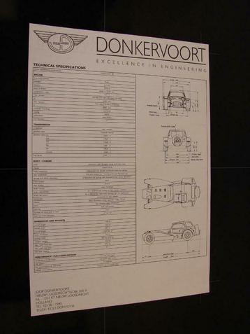 Dépliants Donkervoort S8 S8A S8AT, Enlèvement ou Envoi, Autres marques