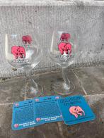 2 glazen en bierviltjes Delirium, Ophalen of Verzenden