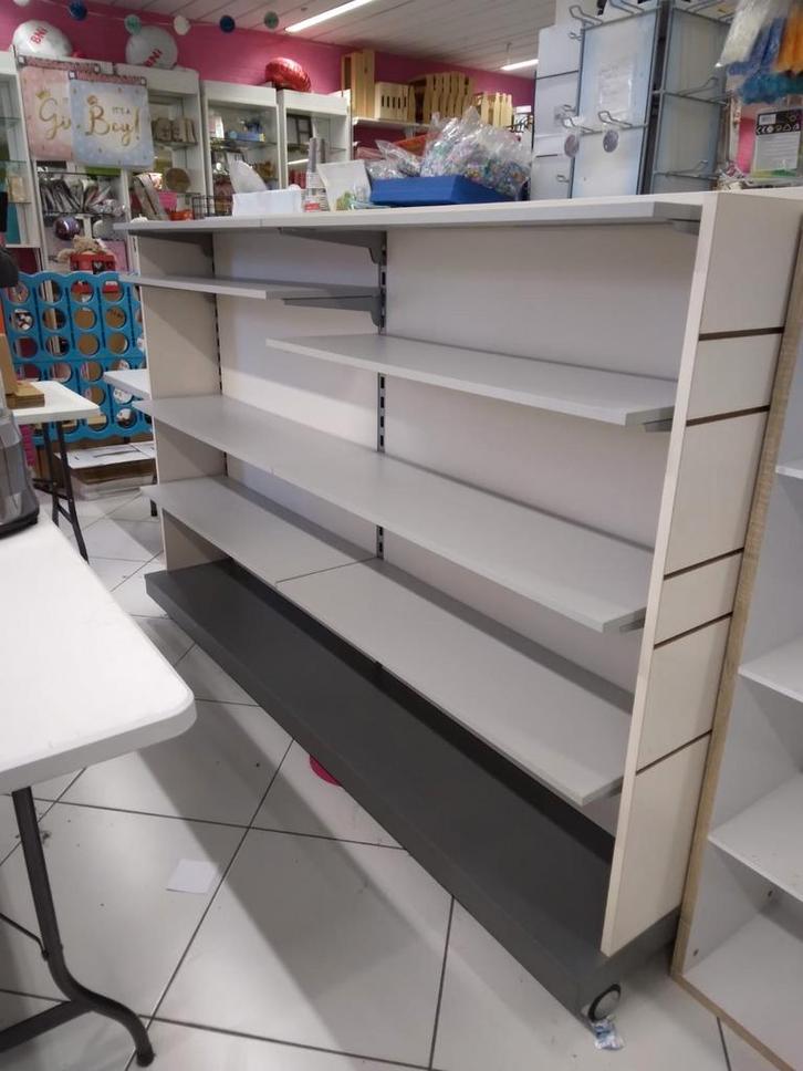 Witte winkelstelling/winkelrek/gondola op wielen, Zakelijke goederen, Kantoor en Winkelinrichting | Winkel en Inventaris, Ophalen