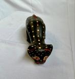 Houten sluipende kat geschilderd decoratief antiek, Ophalen of Verzenden, Zo goed als nieuw