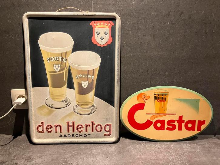 Blikken bierborden te ruil, Verzamelen, Merken en Reclamevoorwerpen, Zo goed als nieuw, Reclamebord, Ophalen