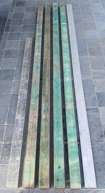 4 houten metselprofielen (metsersprofiel) & 2 reilatten, Enlèvement, Comme neuf