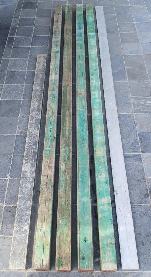 4 houten metselprofielen (metsersprofiel) & 2 reilatten, Doe-het-zelf en Bouw, Overige Doe-Het-Zelf en Bouw, Zo goed als nieuw