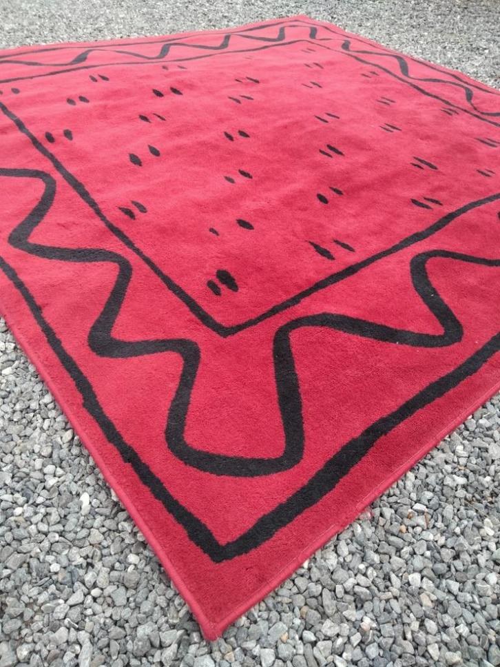 1980s vintage Postmodern design tapijt 200 x 200cm signed, Huis en Inrichting, Stoffering | Tapijten en Vloerkleden, Gebruikt