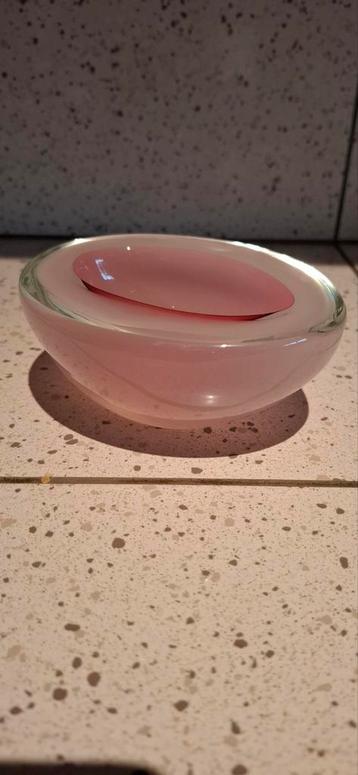Murano archimede seguso opal, Pink white oval glasbowl beschikbaar voor biedingen