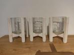 3 kaarsenhouders, Wit, Ophalen of Verzenden, Zo goed als nieuw, Hout