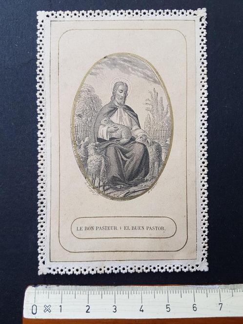 Santje Heiligenprentje met kant Holy card Le Bon Pasteur, Verzamelen, Bidprentjes en Rouwkaarten, Bidprentje, Verzenden