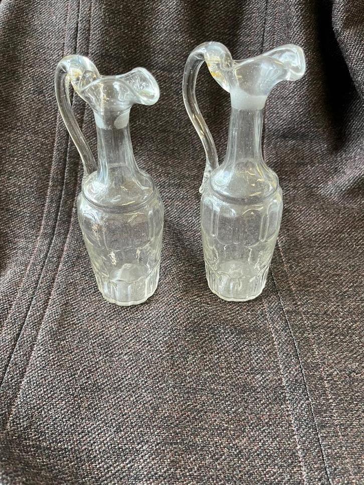 Petites carafes huile & vinaigre début XXe, Antiquités & Art, Antiquités | Verre & Cristal, Enlèvement ou Envoi