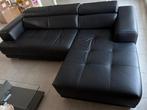 Lederen zwarte zetel, Huis en Inrichting, Ophalen, Hoekbank, Driepersoons, Leer