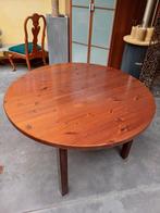 Table ronde brune (120cm avec rallonge de 40cm), 100 à 150 cm, 100 à 150 cm, Rond, Autres essences de bois