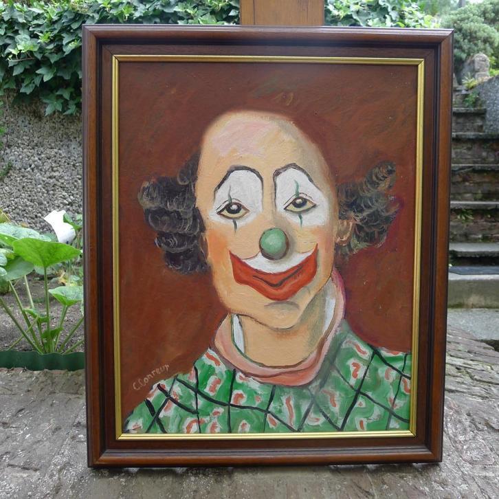 HST Clownshoofd Clément CONREUR, Antiek en Kunst, Kunst | Schilderijen | Modern, Ophalen of Verzenden