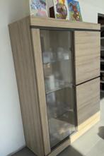 Meuble barMaddox en chêne franç, 2portes et vitrée, +lumière, Enlèvement, Comme neuf