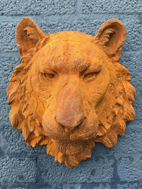 Muurdecotatie of fontein, water uitloop - leeuwin, gietijzer, Tuin en Terras, Waterpartijen en Fonteinen, Waterornament, Gietijzer