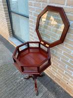 Mahonie unique bijzettafel met geslepen glas, Antiek en Kunst, Antiek | Meubels | Tafels, Ophalen of Verzenden