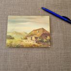 Schilderijtje hoeve op houtpaneel, Ophalen of Verzenden