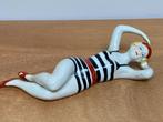 ANCIENNE FIGURINE PORCELAINE BAIGNEUSE ART DÉCO BORD de MER, Ophalen of Verzenden