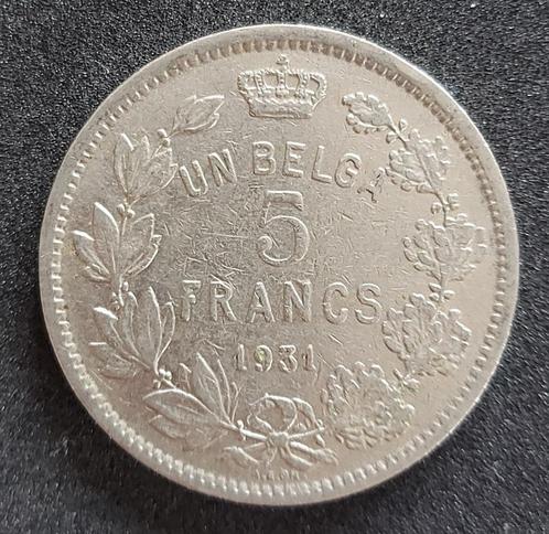 Belgium 1931 - 5 Fr/Un Belga FR - Albert I - Morin 384b - Pr, Timbres & Monnaies, Monnaies | Belgique, Monnaie en vrac, Envoi