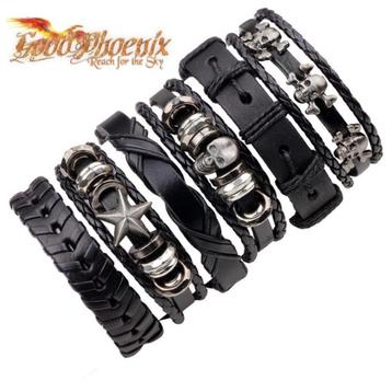 6St Lederen Unisex Skull Armbanden NIEUW beschikbaar voor biedingen