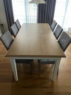 Tafel met 6 stoelen, Huis en Inrichting, Tafels | Eettafels, Ophalen, 100 tot 150 cm, Eikenhout, 200 cm of meer