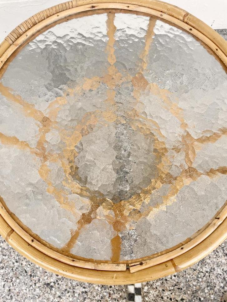 Table basse en rotin Rohe, Maison & Meubles, Tables | Tables d'appoint, Utilisé, Rond, Moins de 45 cm, Moins de 55 cm, Bois, Enlèvement ou Envoi