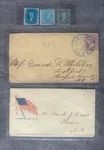 2 poststukken US en 3 jefferson davis zegels 1860, Ophalen of Verzenden, Overige typen