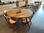 Ronde eettafel en stoelen in massieve kerselaar, Huis en Inrichting, Ophalen, Rond, Nieuw, Vijf personen of meer