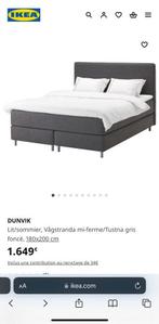 Lit boxspring IKEA 180/200, Gris, Enlèvement ou Envoi, Comme neuf, 180 cm