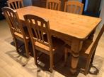 Grenenhouten tafel 180 - 80 cm. Met zes stoelen, Huis en Inrichting, Tafels | Eettafels, Ophalen, Gebruikt, 50 tot 100 cm, Vijf personen of meer