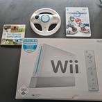 Nintendo Wii met doos en Mario Kart, Games en Spelcomputers, Ophalen of Verzenden, Zo goed als nieuw, Met 1 controller, Met games