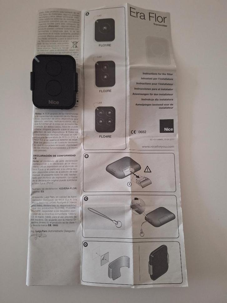 Afstandsbediening poort-deur ERA FLOR2RE, Elektronische apparatuur, Overige elektronische apparatuur, Zo goed als nieuw, Ophalen