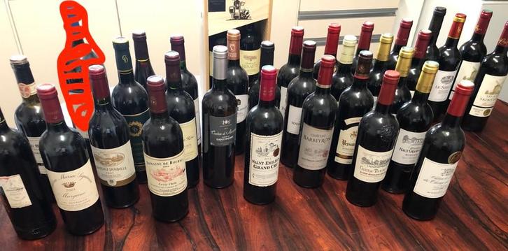 Lot2: +/- 30 flessen rode wijnen (2001-2017), Collections, Vins, Comme neuf, Vin rouge, France, Pleine, Enlèvement