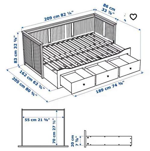 Hemnes Ikea slaapbank, Huis en Inrichting, Slaapkamer | Slaapbanken, Gebruikt, Tweepersoons, Ophalen of Verzenden
