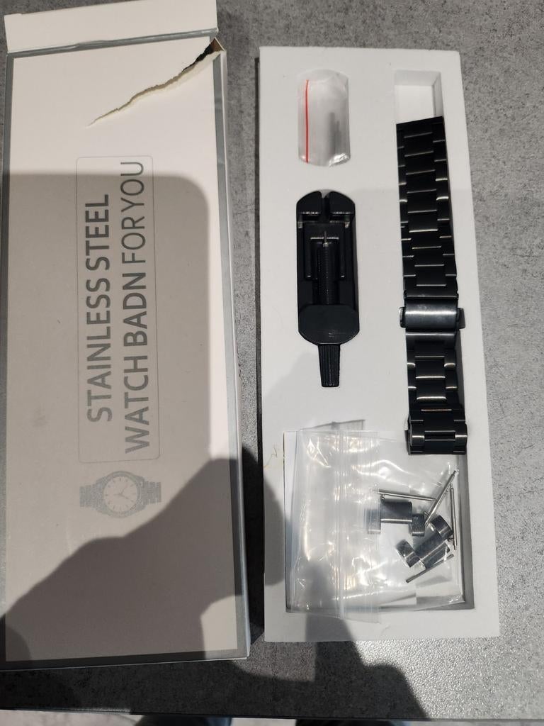 Horlogeband van zwart metaal, Ophalen of Verzenden