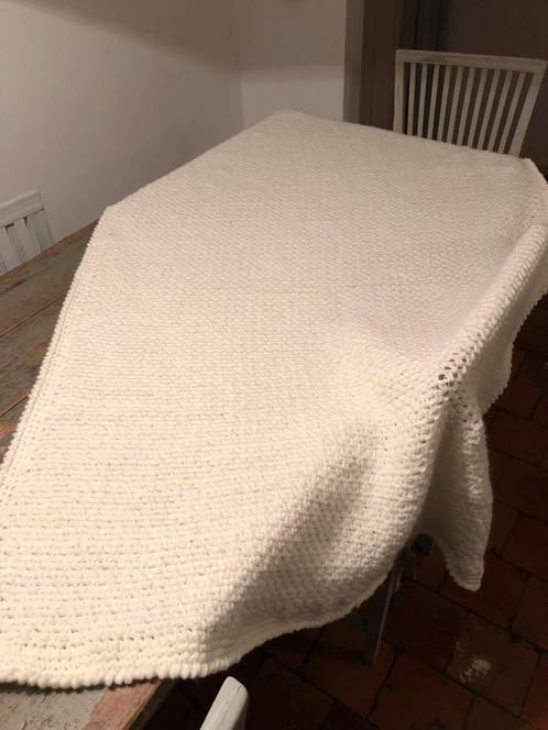 NIEUW DEKEN WOONDEKEN PLAID SPREI WOL CREMEWIT, Huis en Inrichting, Woonaccessoires | Plaids en Woondekens, Nieuw, Ophalen of Verzenden