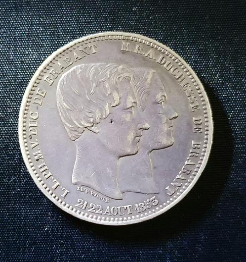 Medaille moduul van 5 frank 1853 Leopold I, Postzegels en Munten, Munten | België, Losse munt, Zilver, Zilver, Verzenden
