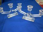 Paar Val St Lambert Art Deco kandelaars van gegoten kristal, Ophalen of Verzenden