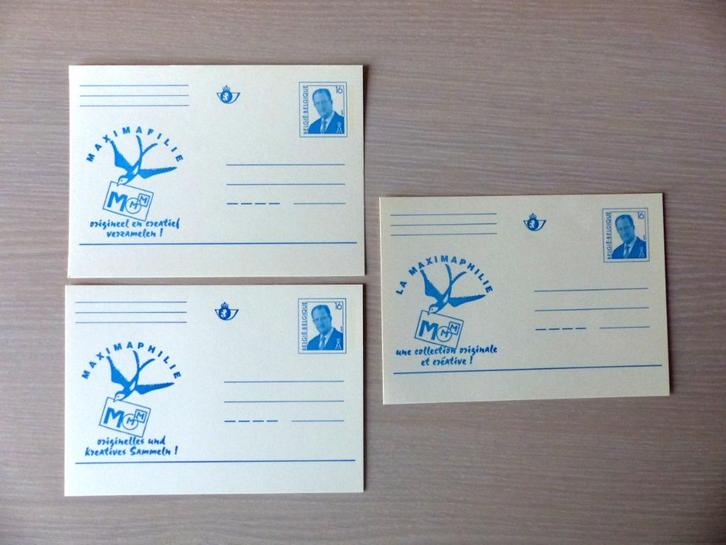 3 Geïllustreerde briefkaarten NL-FR-D :  Maximafilie, Postzegels en Munten, Postzegels | Europa | België, Ophalen of Verzenden