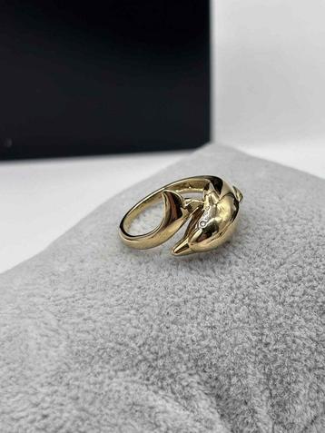 18 kt gouden ring met 2 briljanten, Enlèvement, Comme neuf, Or, Or