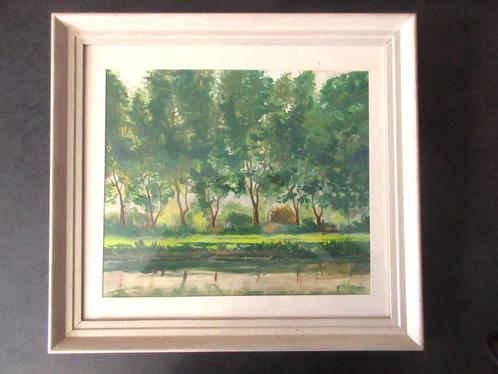 Aquarel "Vaart met bomen te Mechelen" - L. Boschmans, Antiek en Kunst, Kunst | Schilderijen | Klassiek, Ophalen of Verzenden