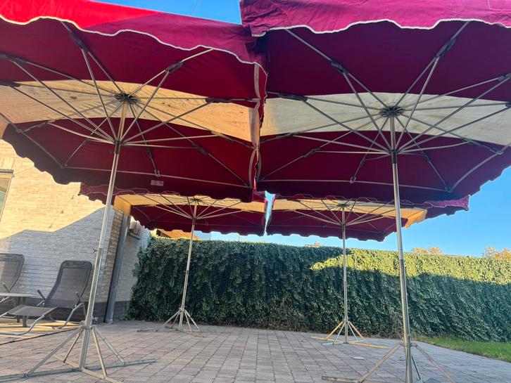 5 professionele markt paraplu’s met hoes 3x2,5M en 4 voeten, Tuin en Terras, Parasols, Zo goed als nieuw, Ophalen