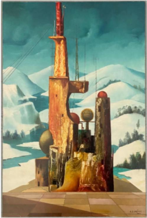 huile sur panneau Surproductivité signe carl prevot, Antiek en Kunst, Kunst | Schilderijen | Klassiek, Ophalen of Verzenden
